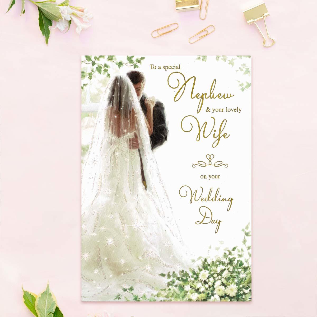 Nephew And Your Lovely Wife Wedding Day Card Front Image