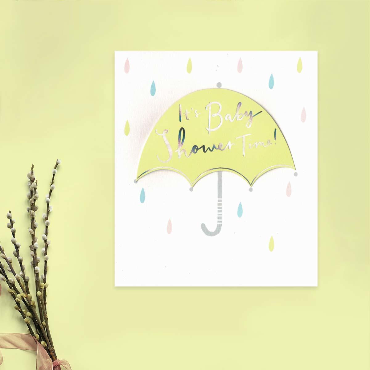 Baby Shower Decoupage Umbrella Card Front Image