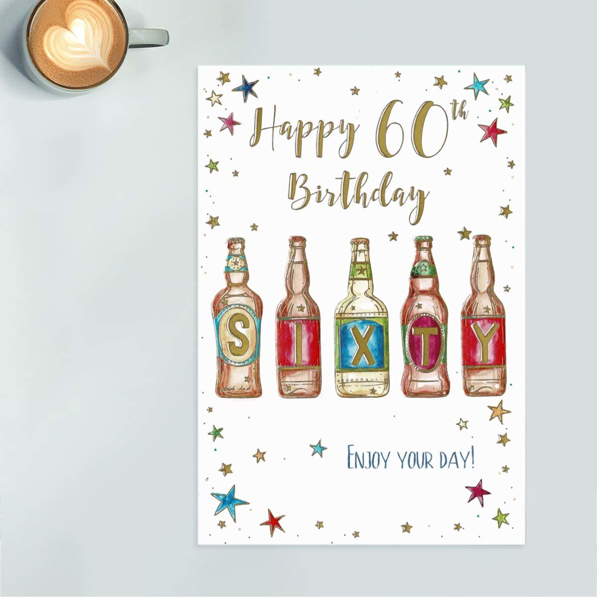 Happy 60th Birthday Beers Card Front Image