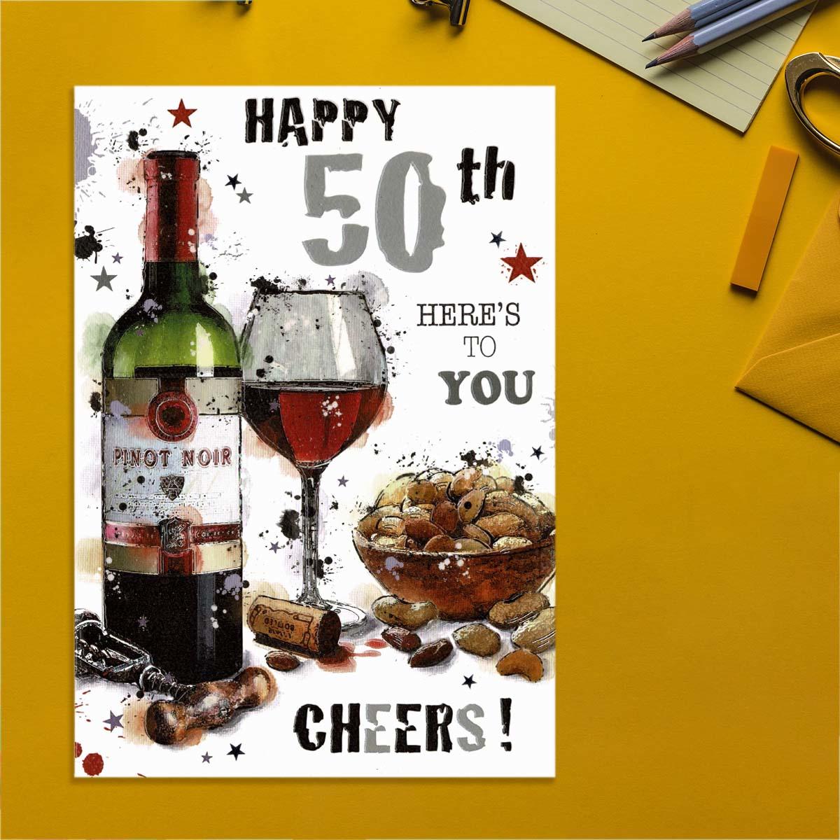 Graffix - 50th Birthday Cheers Card Front Image
