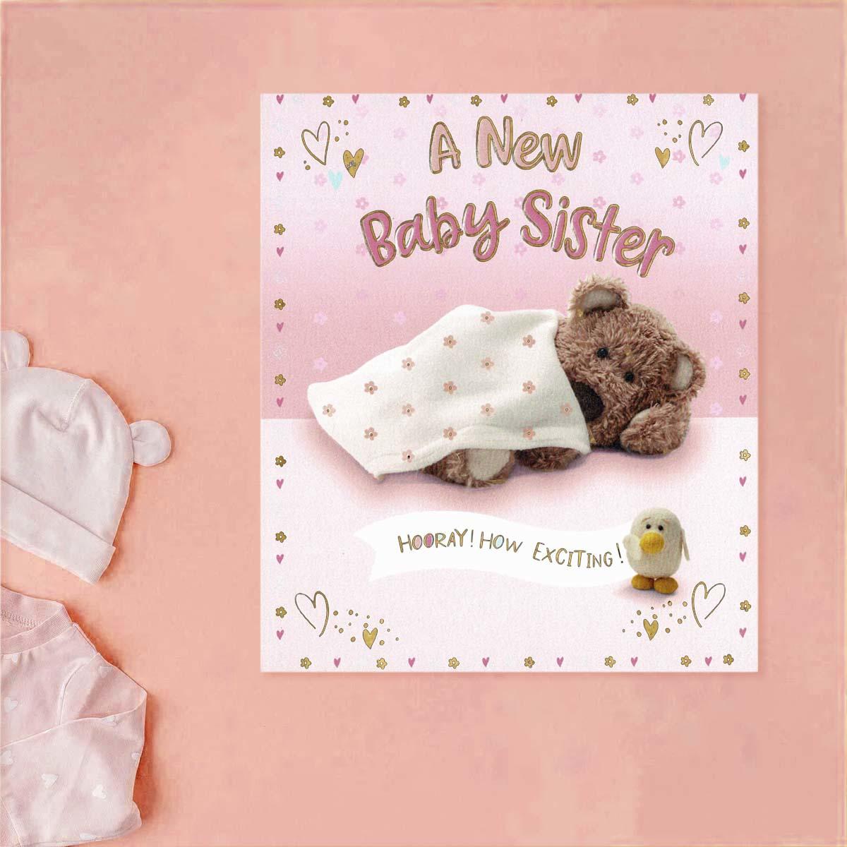 Barley Bear - New Baby Sister Card Front Image