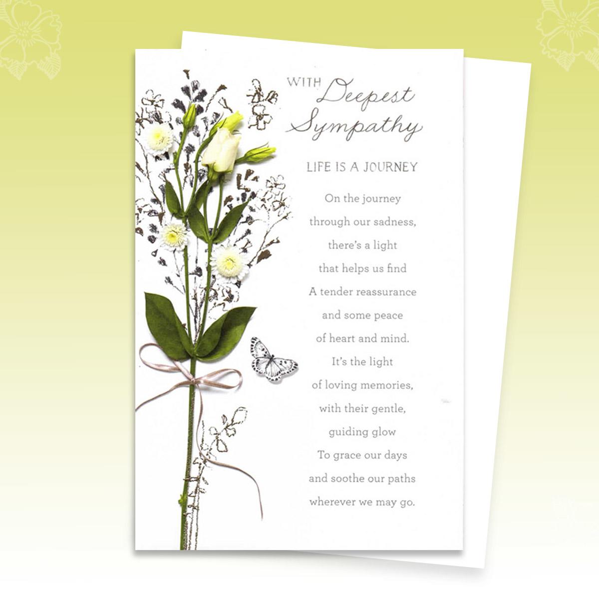 Life Is A Journey Poem Sympathy Card Alongside Its Envelope