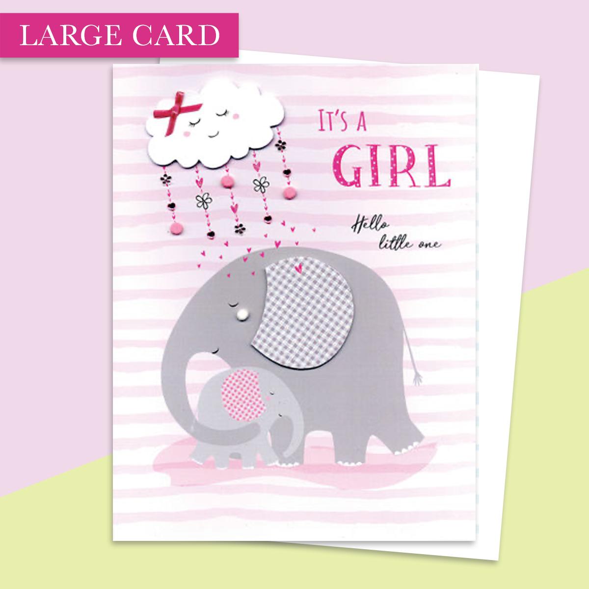 Baby Girl Large Card Alongside Its White Envelope
