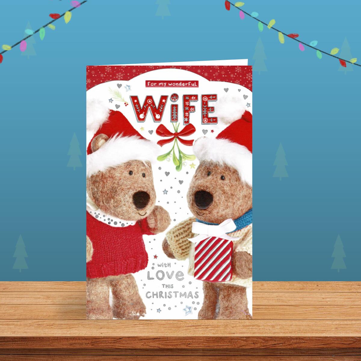 Barley Bear Wife Christmas Card Alongside Its Red Envelope