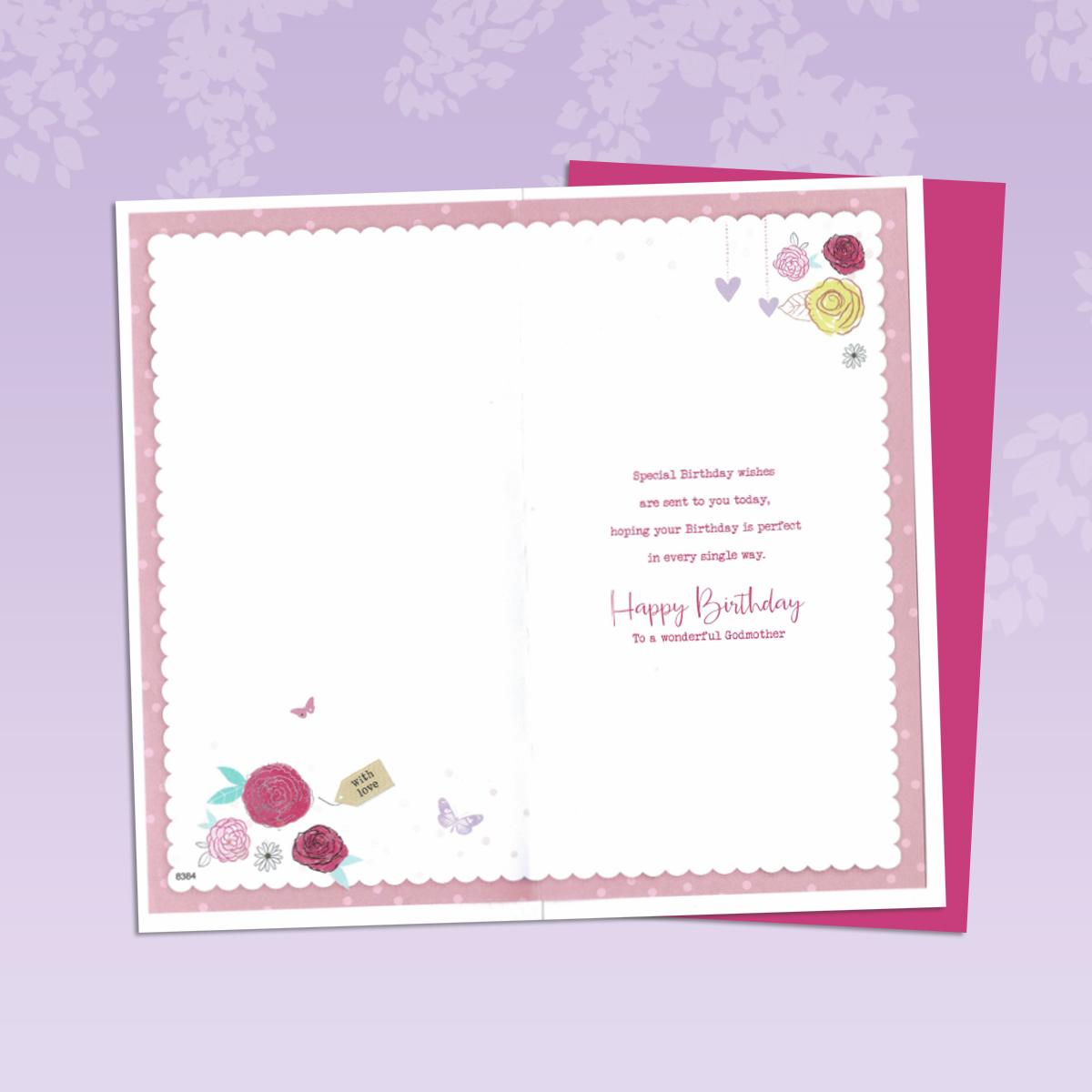 Inside Image Of Godmother Birthday Card Showing Layout