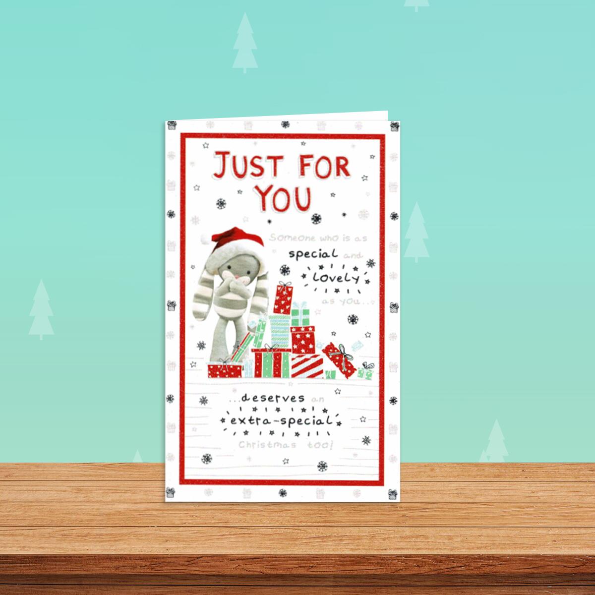 Just For You Hun Bun Christmas Card Alongside Its Red Envelope