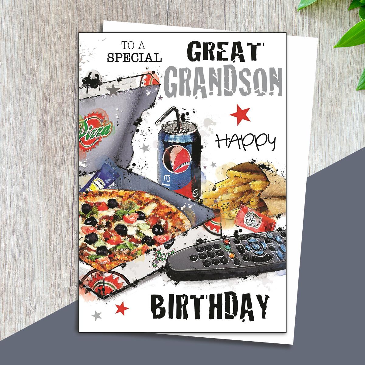 Great Grandson Birthday Card Alongside Its White Envelope
