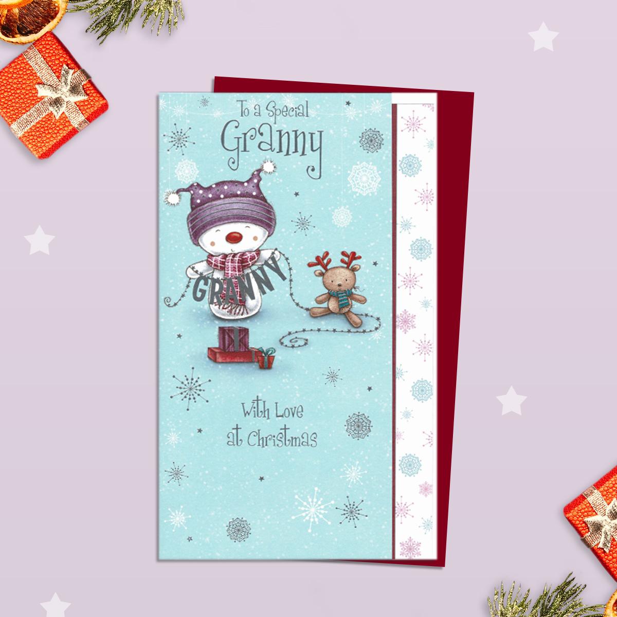 Granny Christmas Card Alongside Its Red Envelope