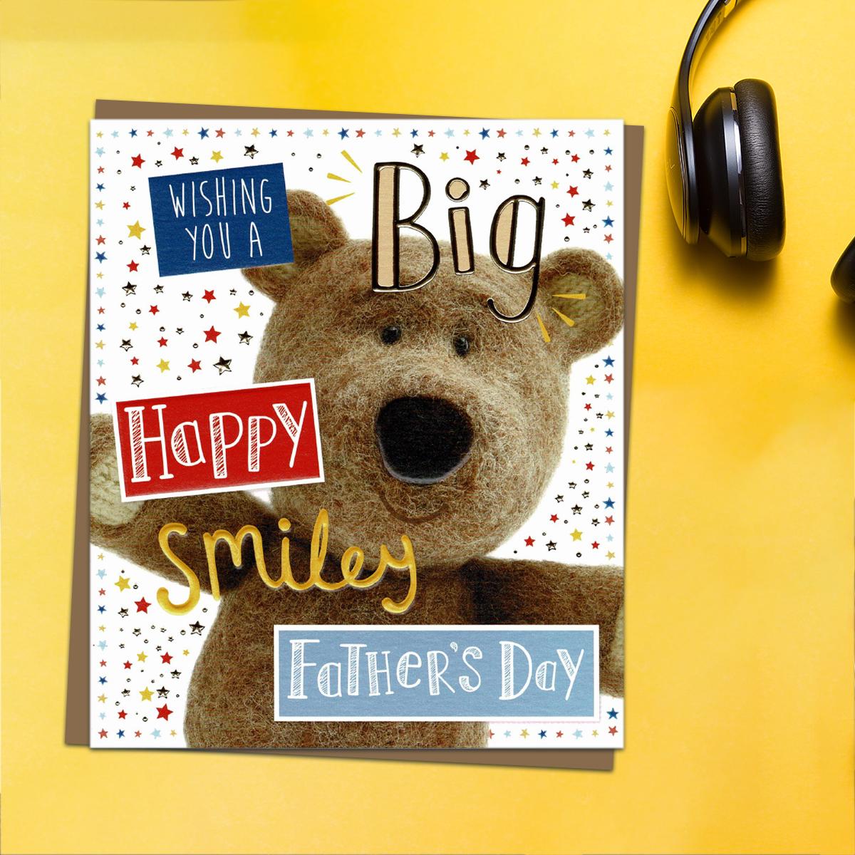 Wishing You A Big Happy Smiley Father's Day Barley Bear Card Front Image