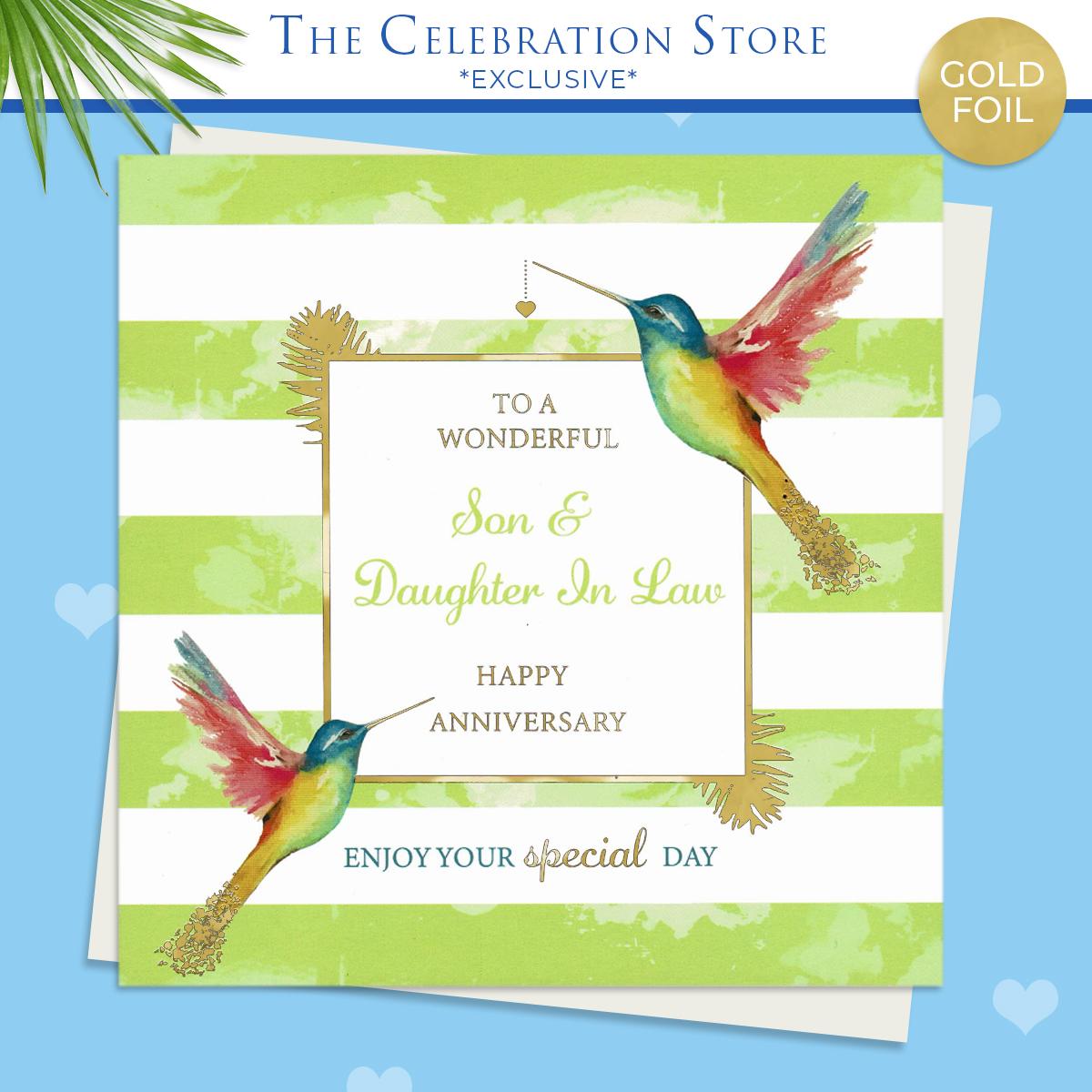 Son And Daughter In Law Hummingbird Anniversary Card