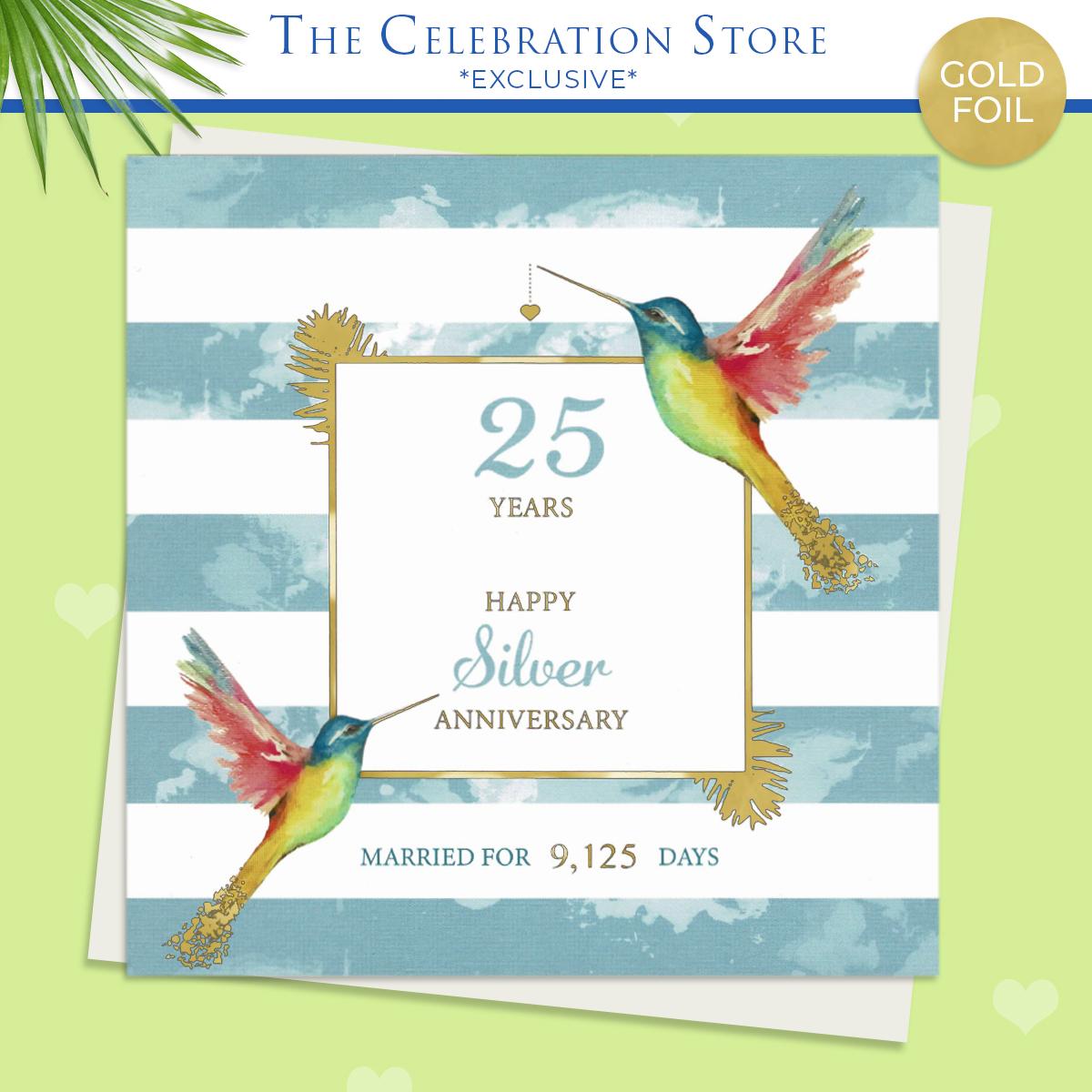 Hummingbird Silver Anniversary Card Card Displayed Full Image