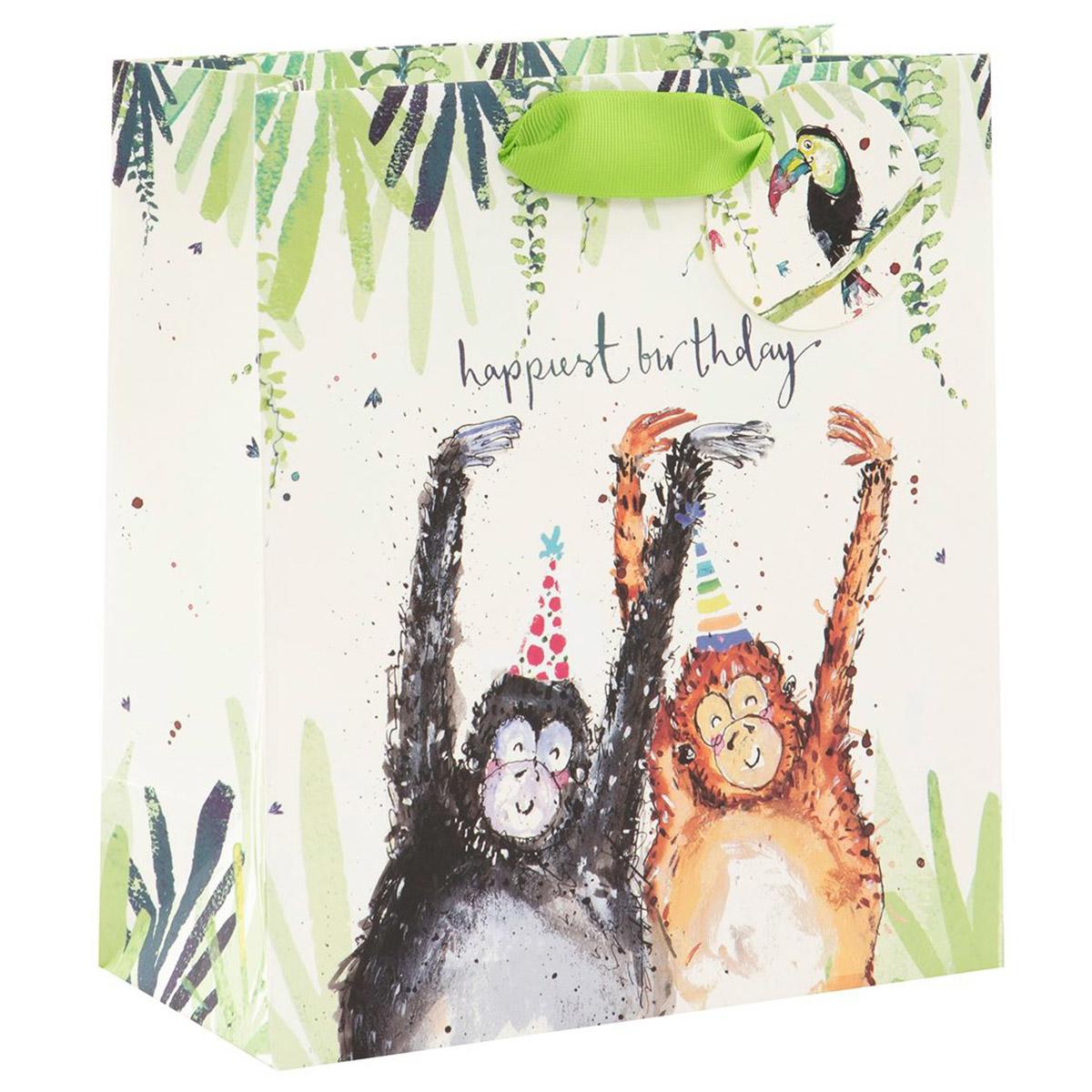 Jungle Antics Gift Bag Complete With Green Ribbon Handles