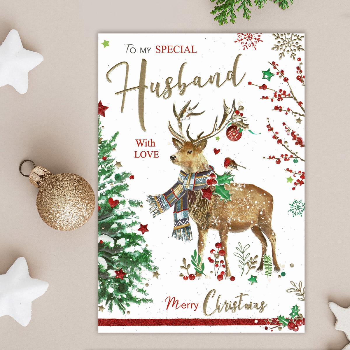 Special Husband Christmas Deer Card Front Image
