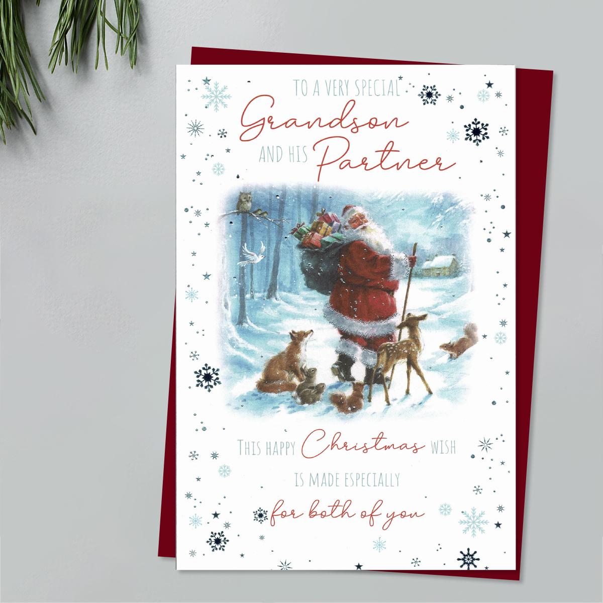 Very Special Grandson & Partner Christmas Card Front Image