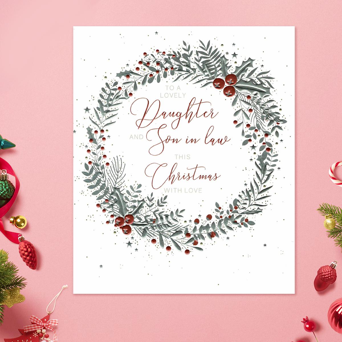 Daughter And Son In Law Christmas Garland Card Front Image