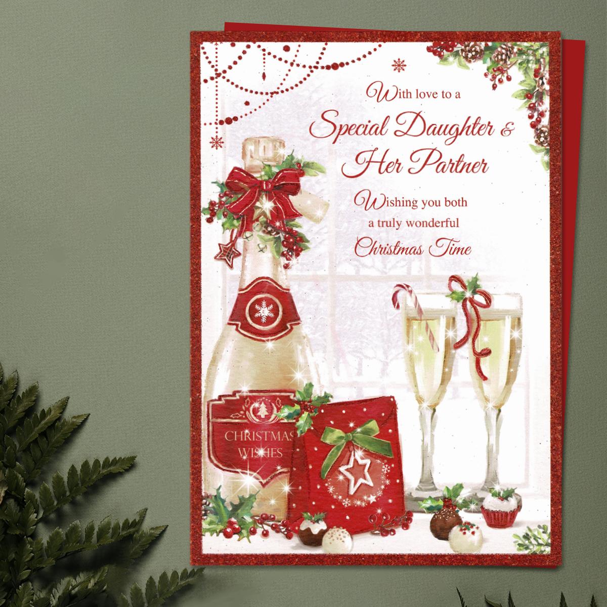 Special Daughter And Partner Christmas Fizz Card Front Image