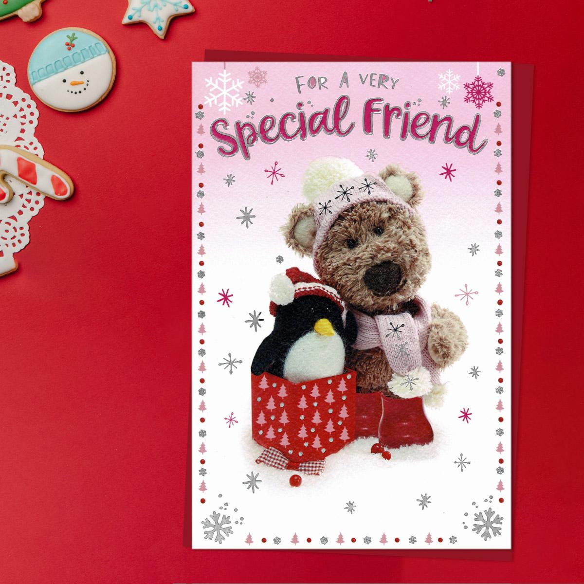 Special Friend Barley Bear Christmas Card front Image