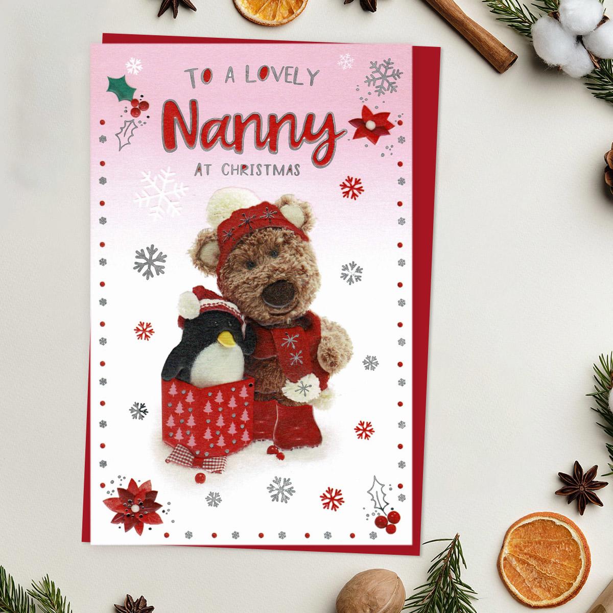 Lovely Nanny Barley Bear Christmas Card Front Image
