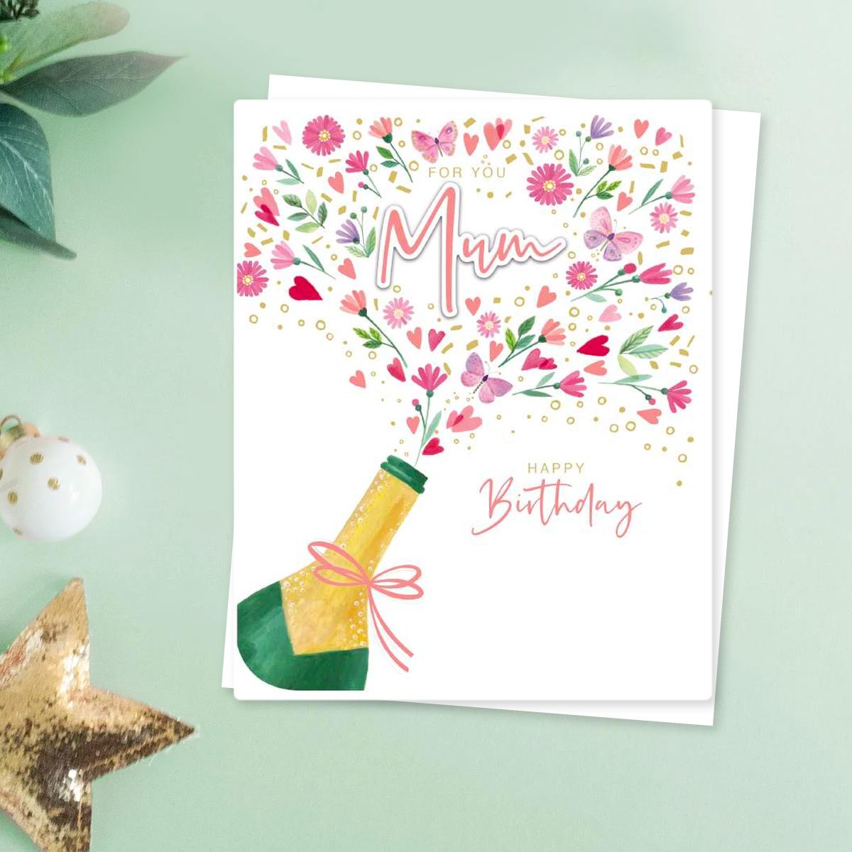 For You Mum Pop The Birthday Bubbly Card Front Image