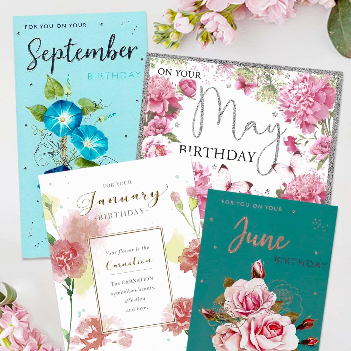 A Selection Of Cards To Show The Depth Of Range In Our Month Birthday Section