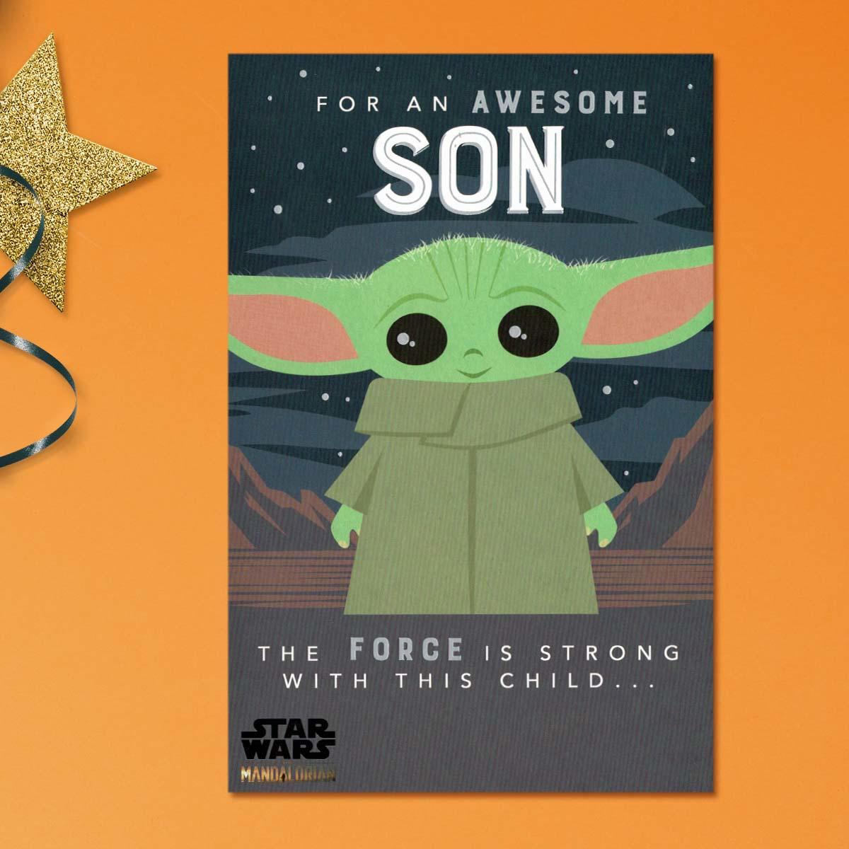 Awesome Son - The Force Is Strong Birthday Card Front Image