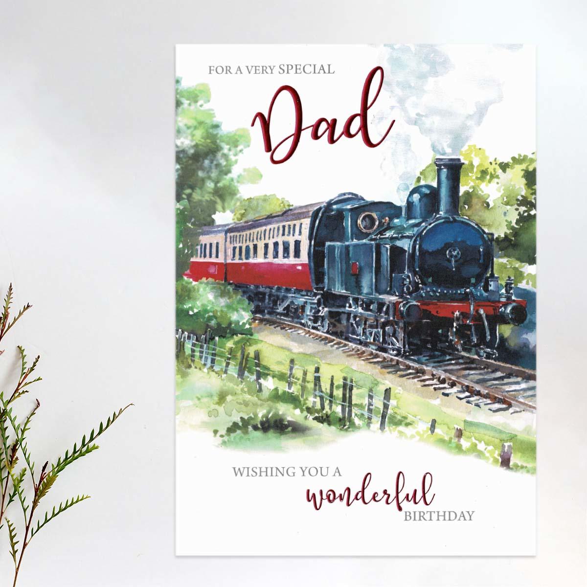 Very Special Dad Locomotive Large Card Front Image