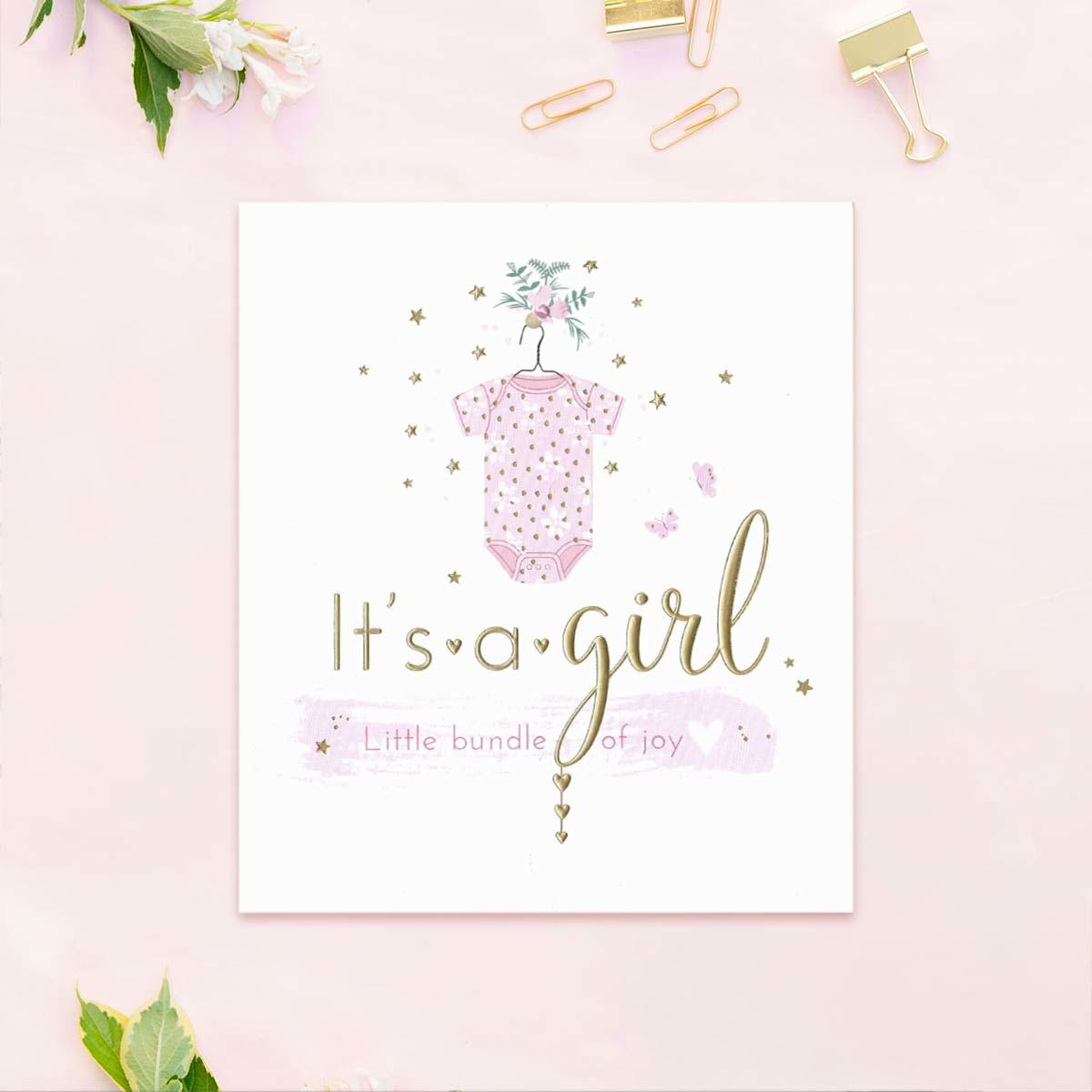 It's A Girl Congratulations Card Front Image