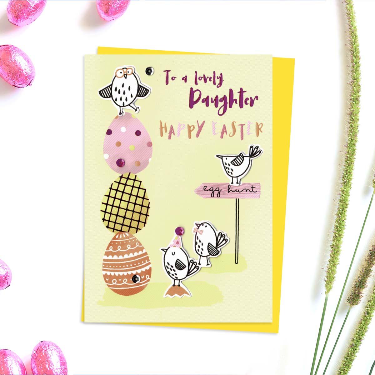Lovely Daughter Happy Easter Decoupage Card Front Image