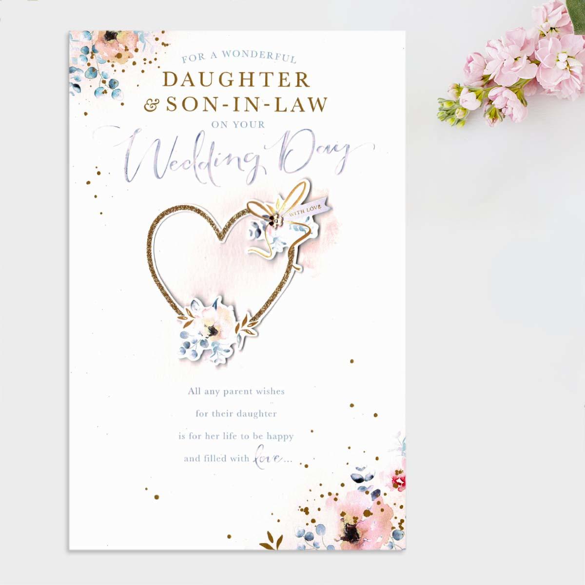Wonderful Daughter & Son In Law Wedding Day Card Front Image