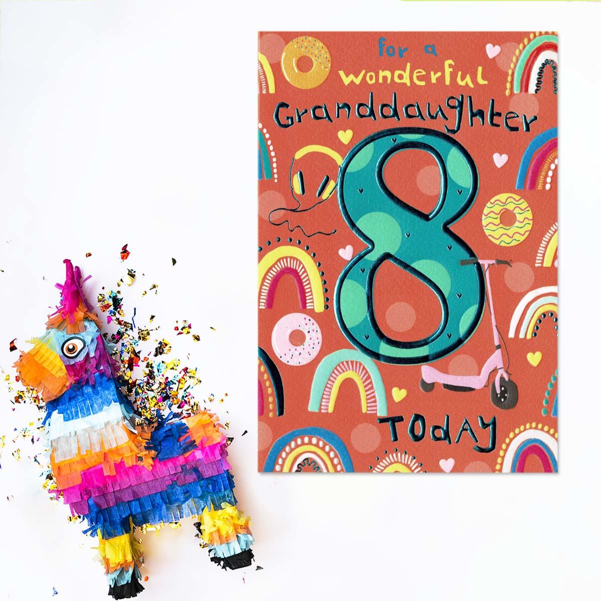 Granddaughter Age 8 Birthday Card Sitting On A Shelf