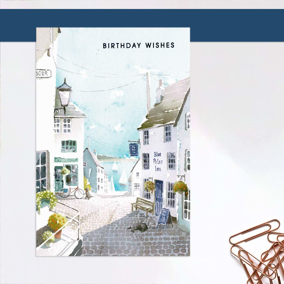 Drift Away -Birthday Blue Peter Scene Card Front Image