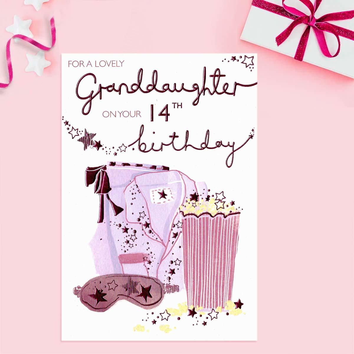 Granddaughter Age 14 Birthday Card Shown In Full