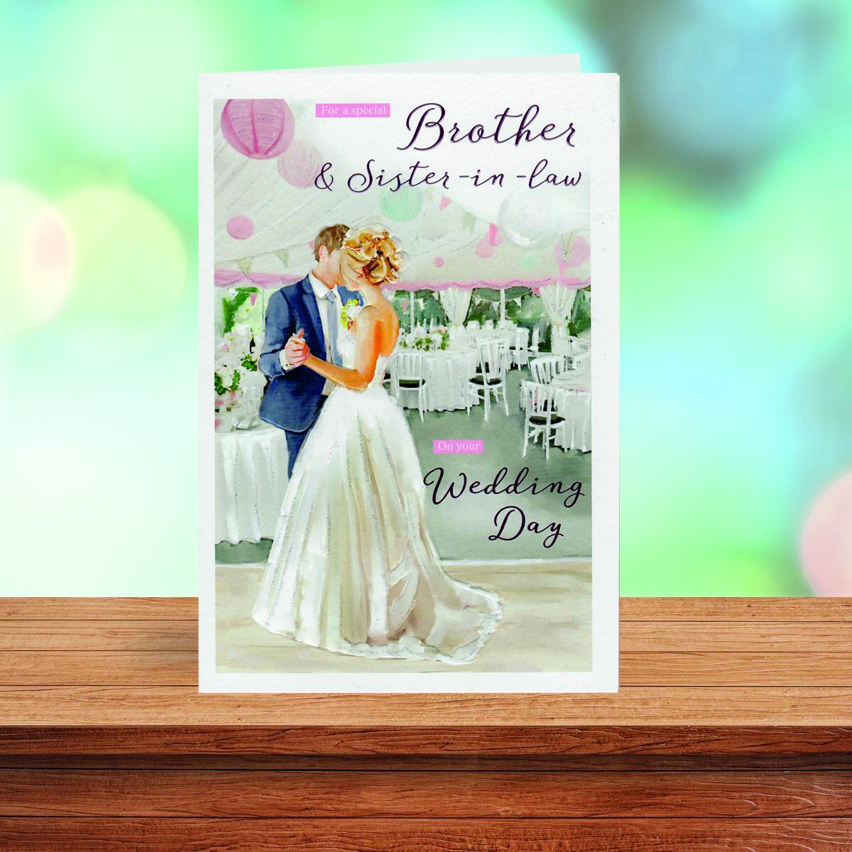 Brother And Sister In Law Wedding Card Sitting On The Shelf