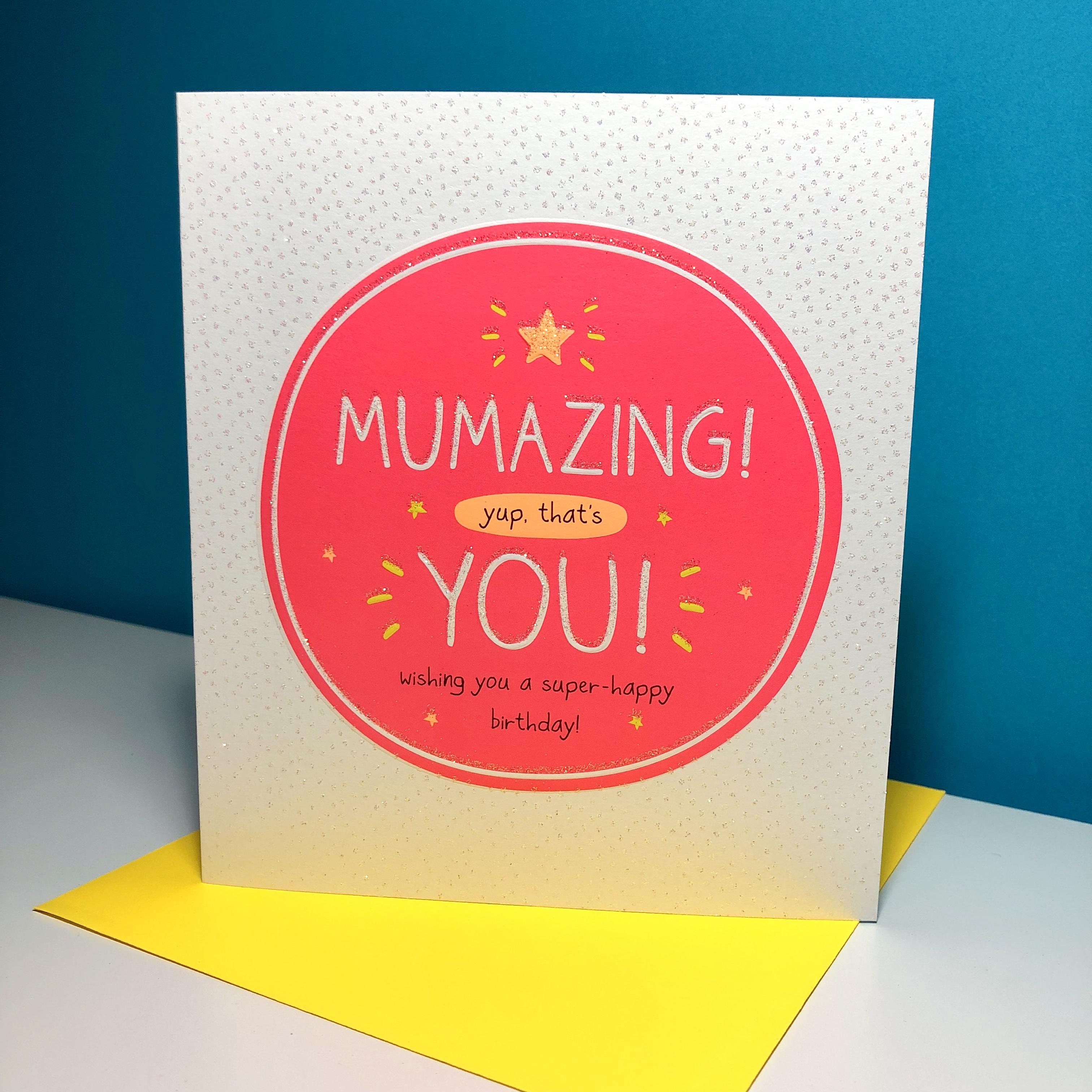 Beautiful Mum Birthday Card Sat On Top Of Its Yellow Envelope