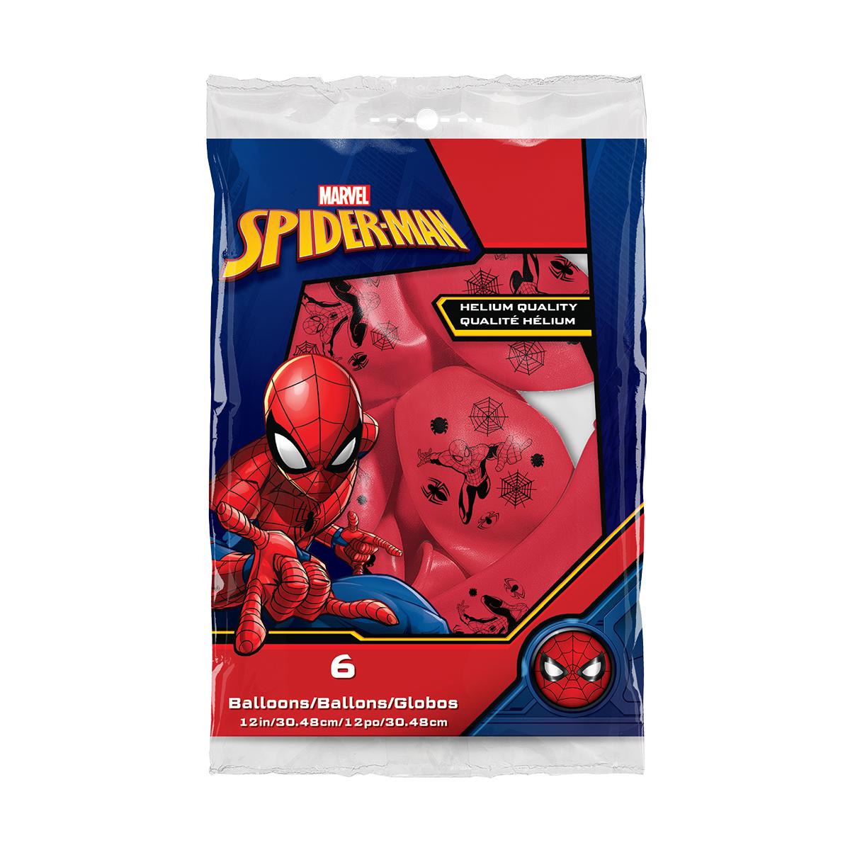 Image Of Packet Of 6 Disney Spiderman Latex Balloons