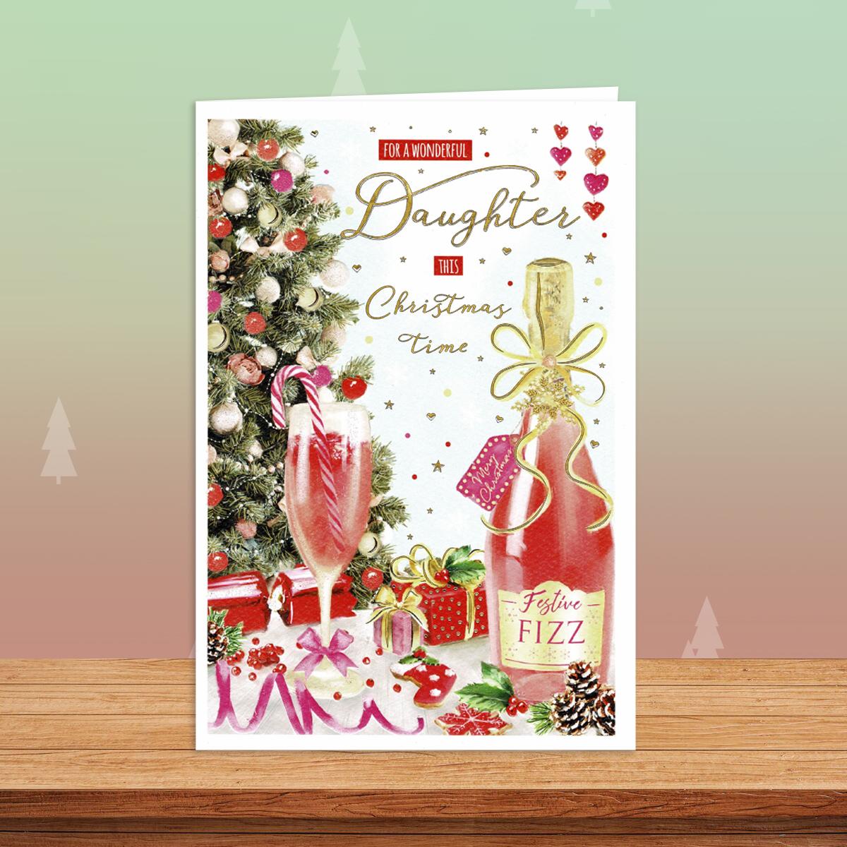 Daughter Christmas Card Alongside Its Red Envelope