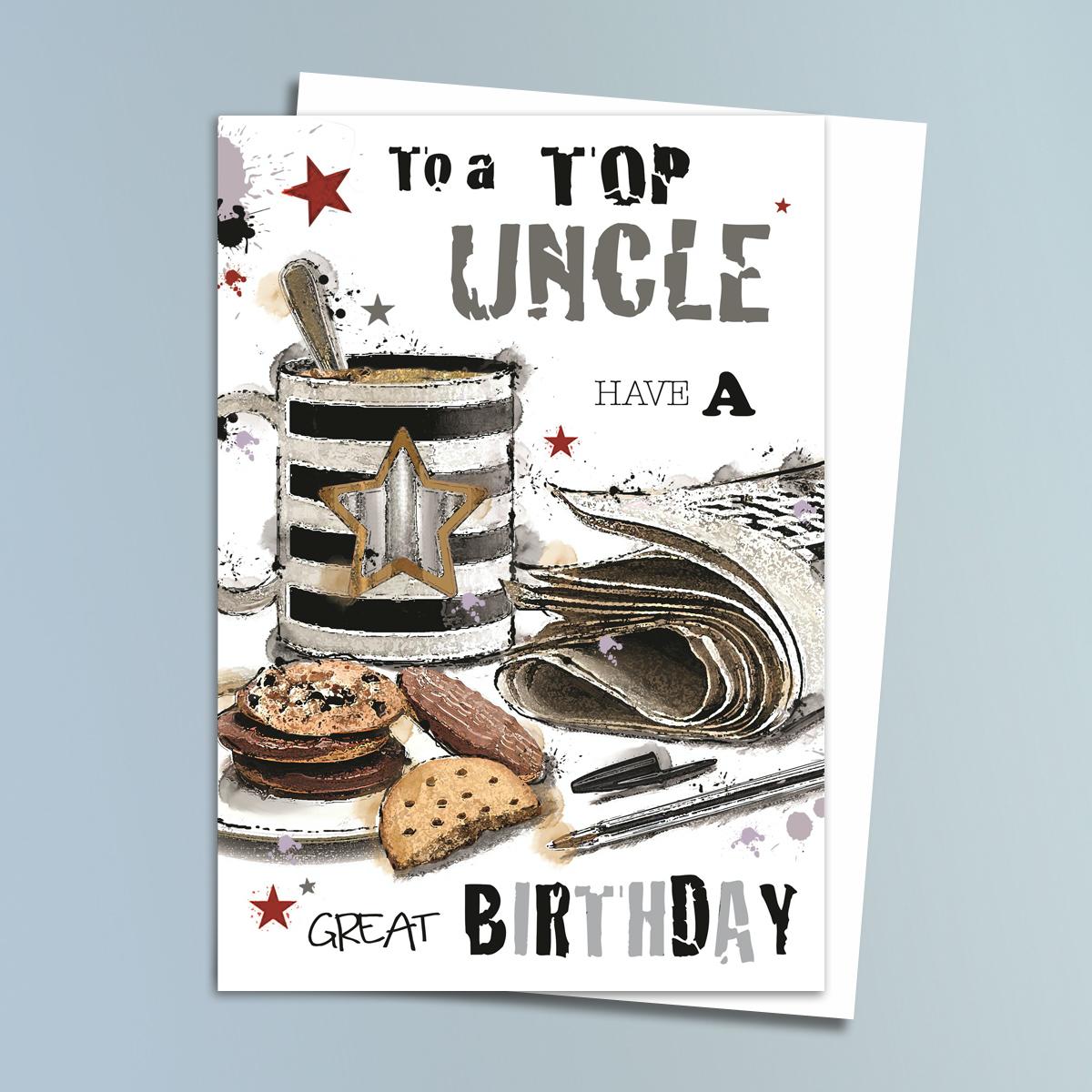 Uncle Birthday Card Alongside Its White Envelope