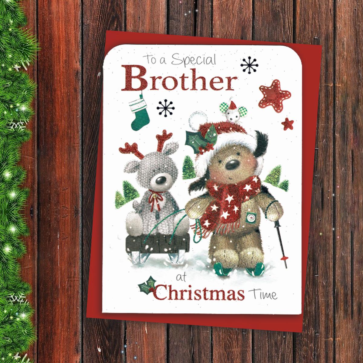 Brother Christmas Card Alongside Its Red Envelope