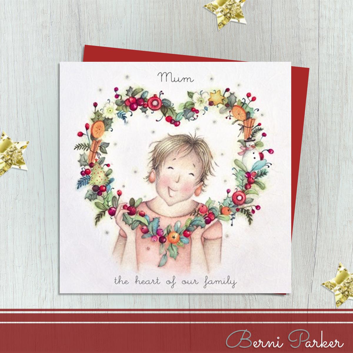 Mum Berni Parker Christmas Card Alongside Its Red Envelope