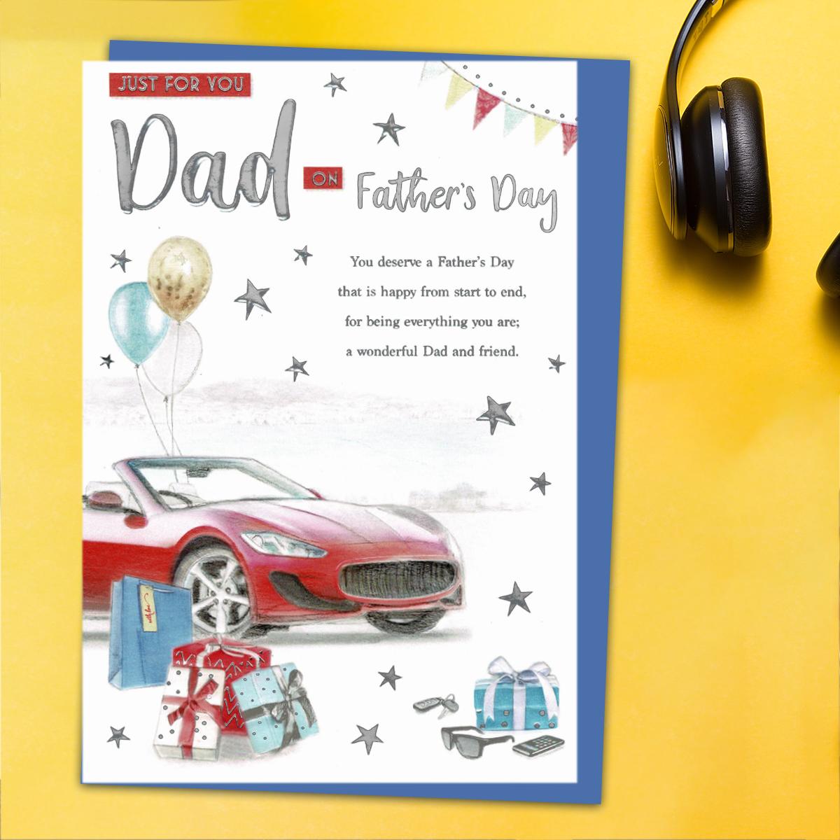 Just For You Dad On Father's Day Red Sports Car Card Front Image