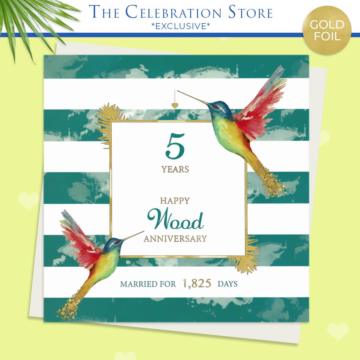 Wood Anniversary Hummingbird Card Full Image