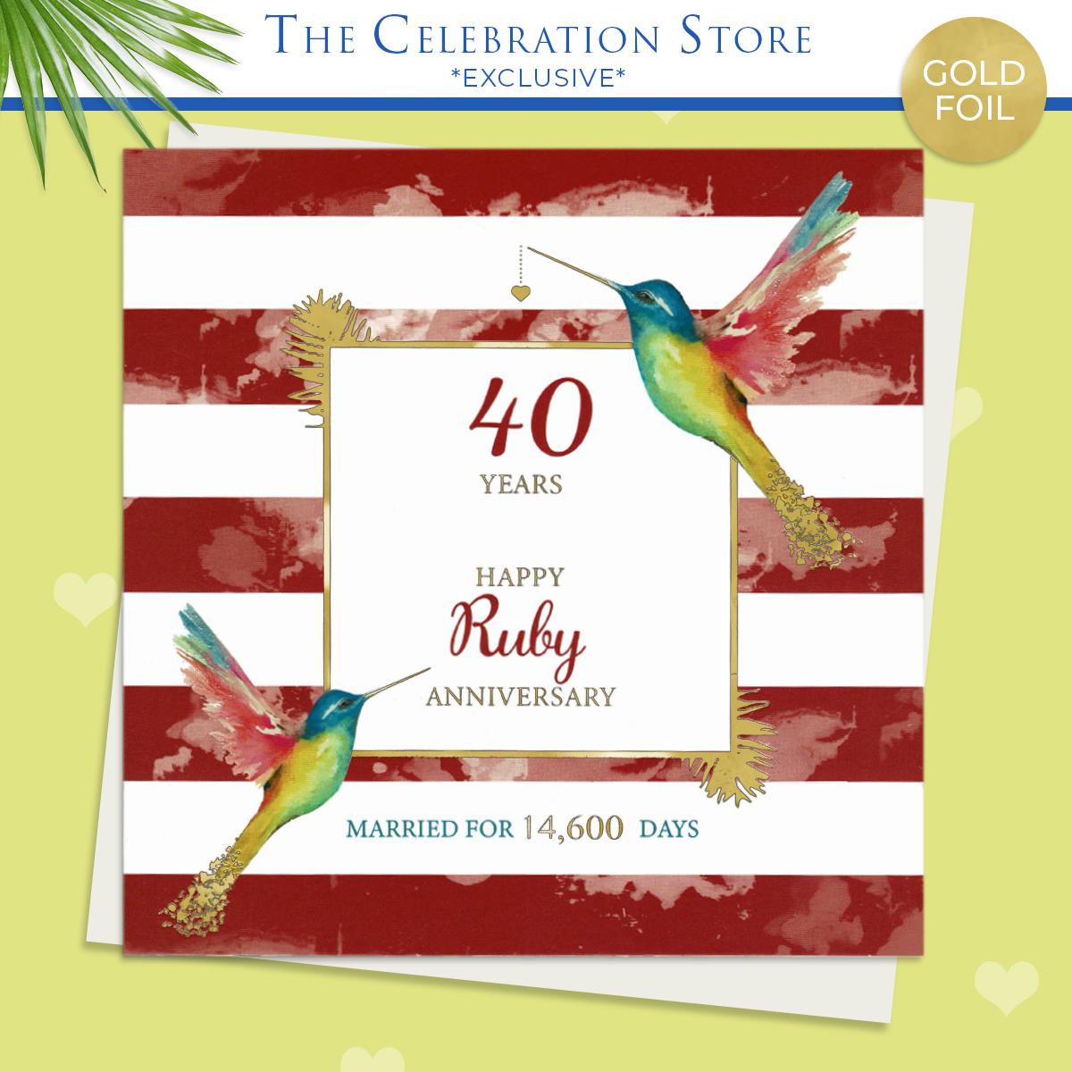 Ruby Anniversary Hummingbird Card Full Image