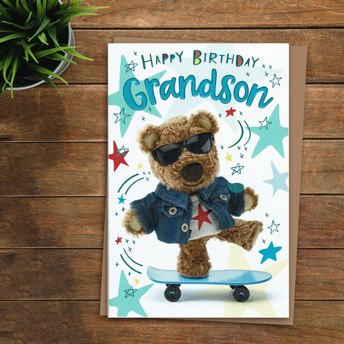 Grandson Birthday Card Alongside Its Kraft Envelope