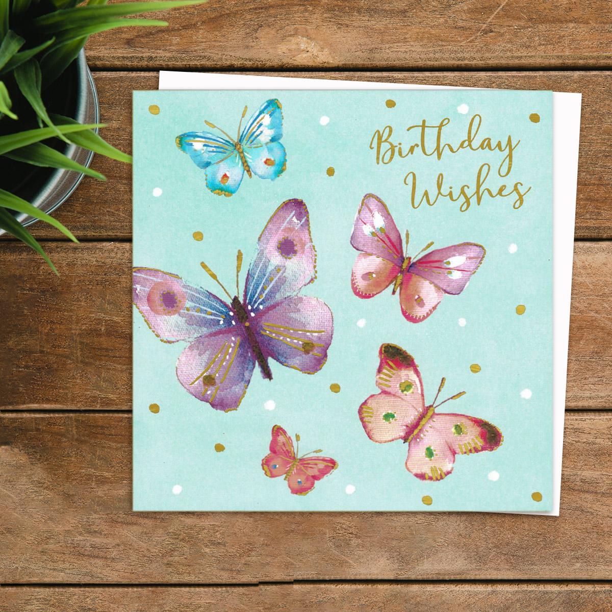 Damson Noire - Birthday Wishes Butterflies Card Front Image