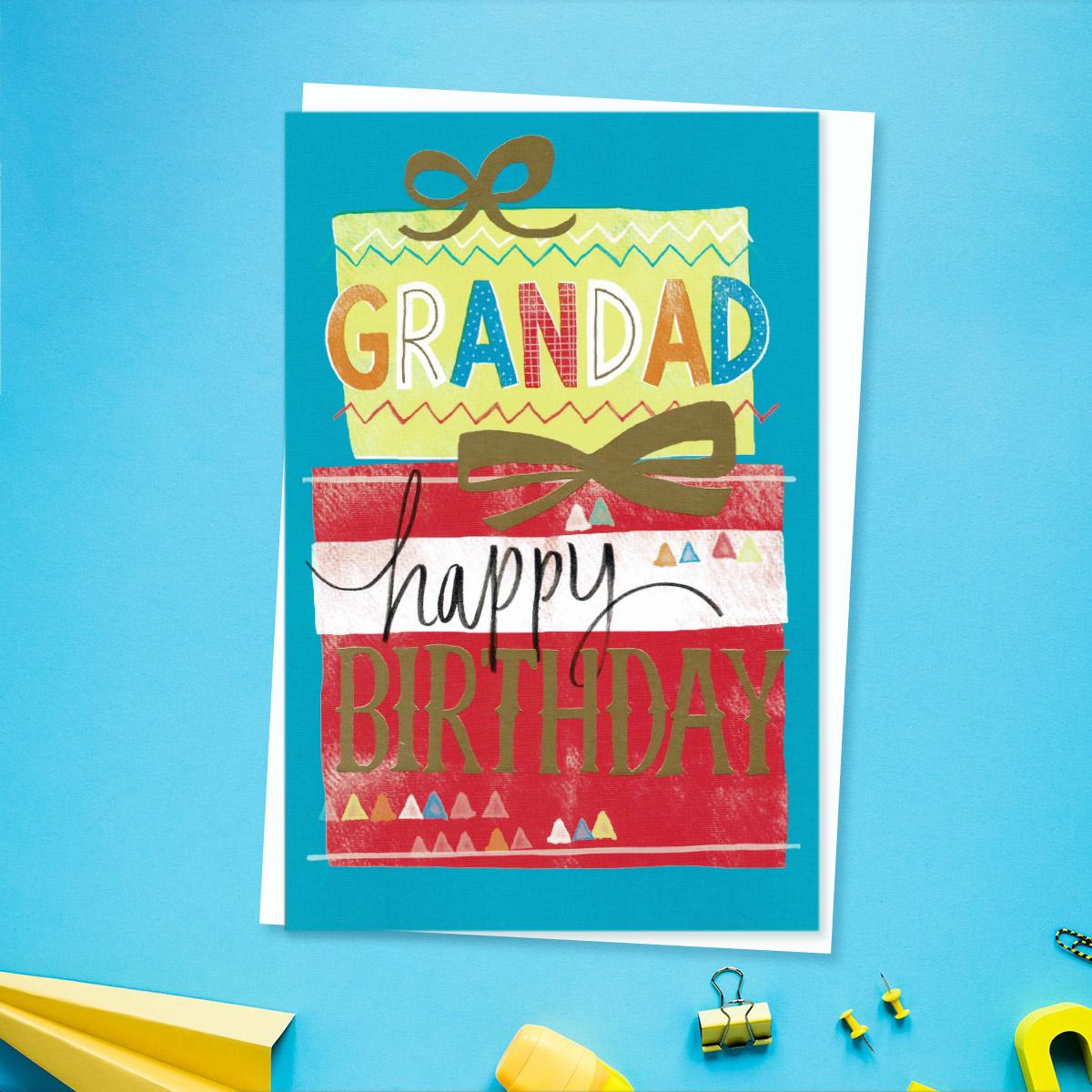 Grandad Red Sports Car Birthday Card Alongside Its Silver Envelope