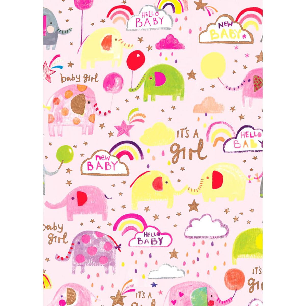 Luxury Giftwrap Sheet By Glick - Pink Baby Girl Image