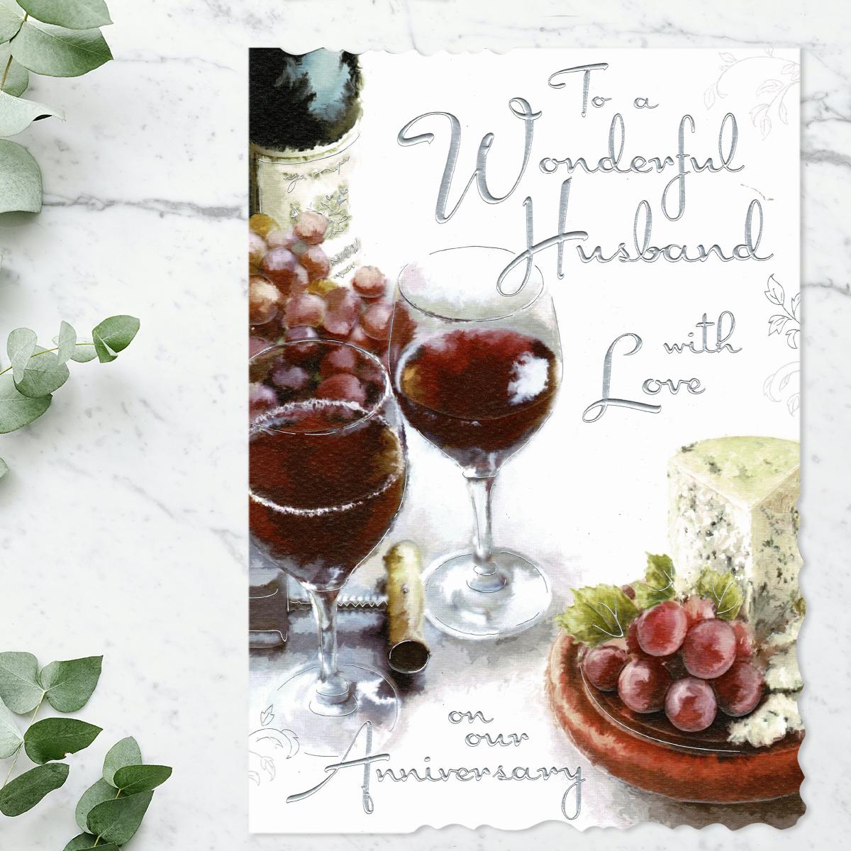 Wonderful Husband With Love On Our Anniversary Card Front Image