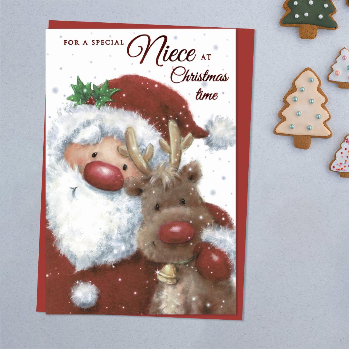 Special Niece Christmas Santa Card Front Image