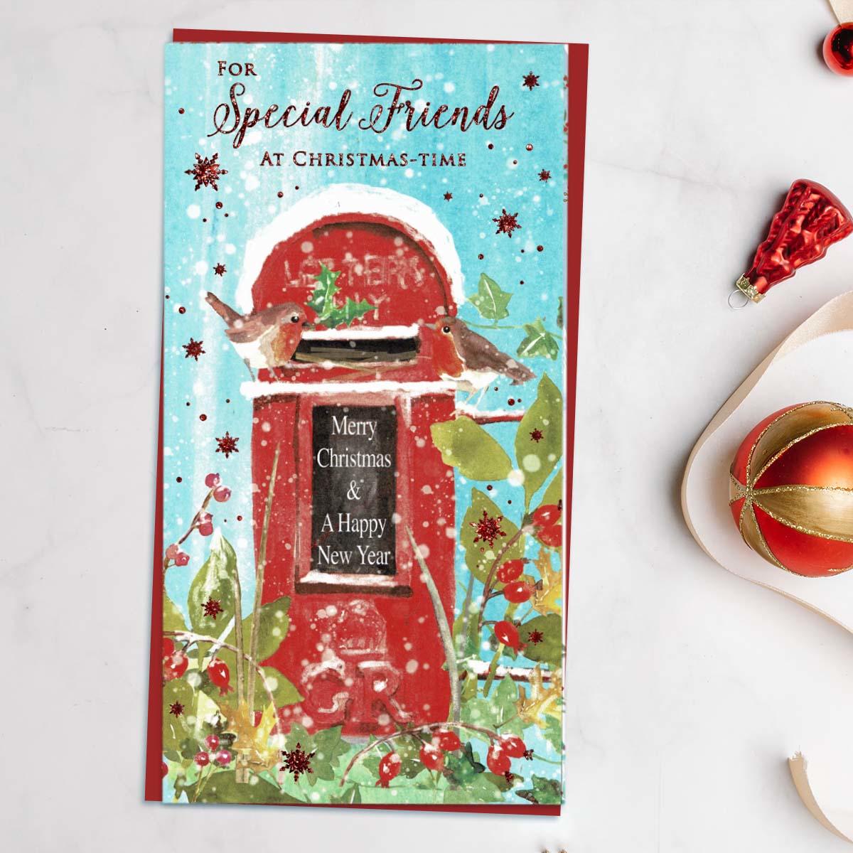 Special Friends Christmas Post Box Card Front Image