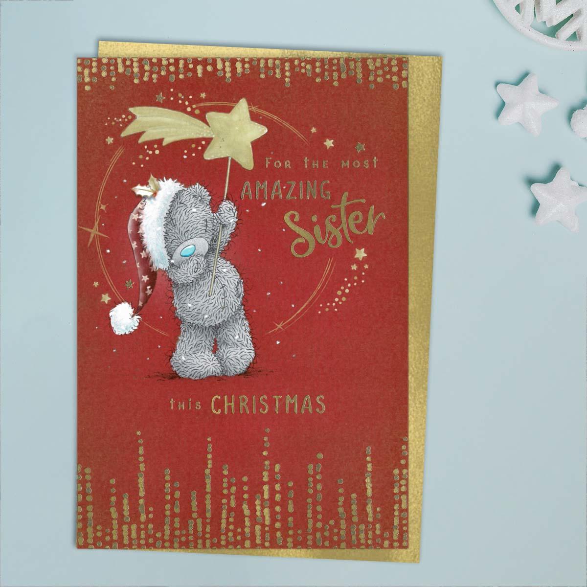 Amazing Sister Tatty Teddy Christmas Card Front Image